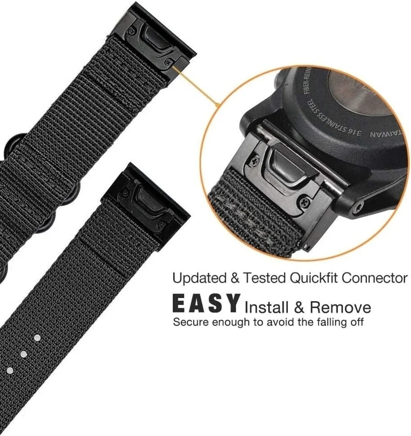 Garmin Fenix 9 - 47mm Schnallen-Nylonarmband (Schwarz)