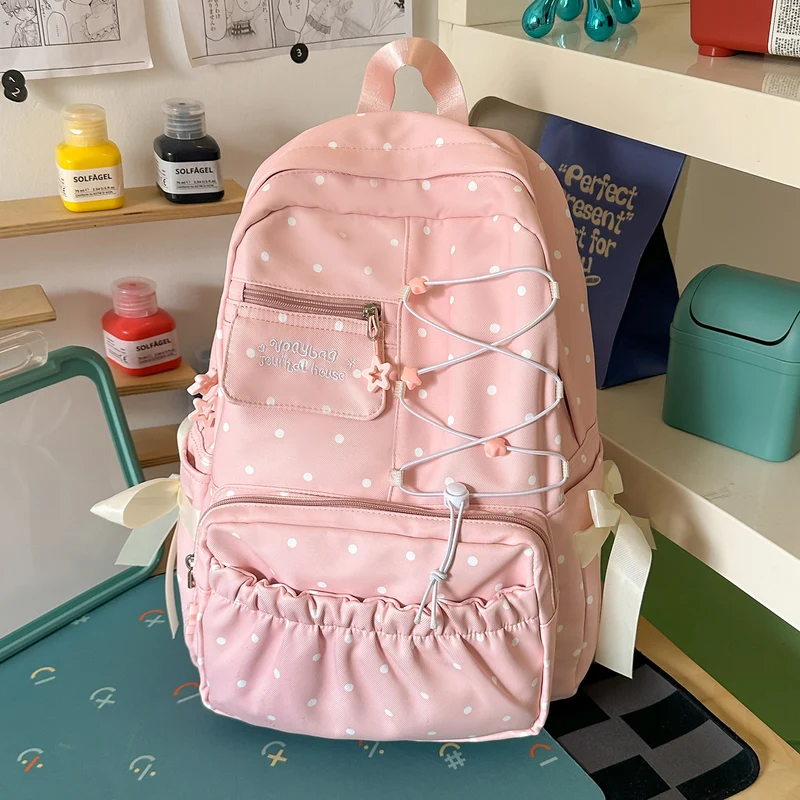 Niedlicher Pünktchen-Design Rucksack Karnz