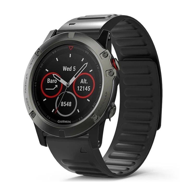 Garmin Fenix 9 Pro - 47mm Magnetisches Silikonarmband (Schwarz)