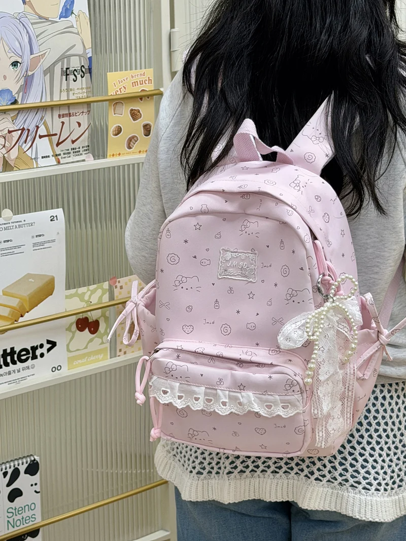 Süßer illustrierter gemusterter Rucksack Karnz 1791205714