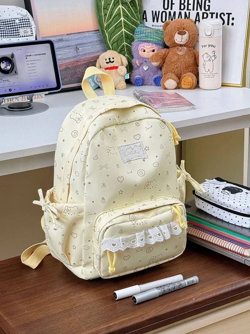 Süßer illustrierter gemusterter Rucksack Karnz 1791205714