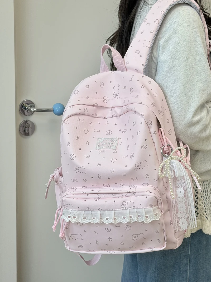 Süßer illustrierter gemusterter Rucksack Karnz 1791205714