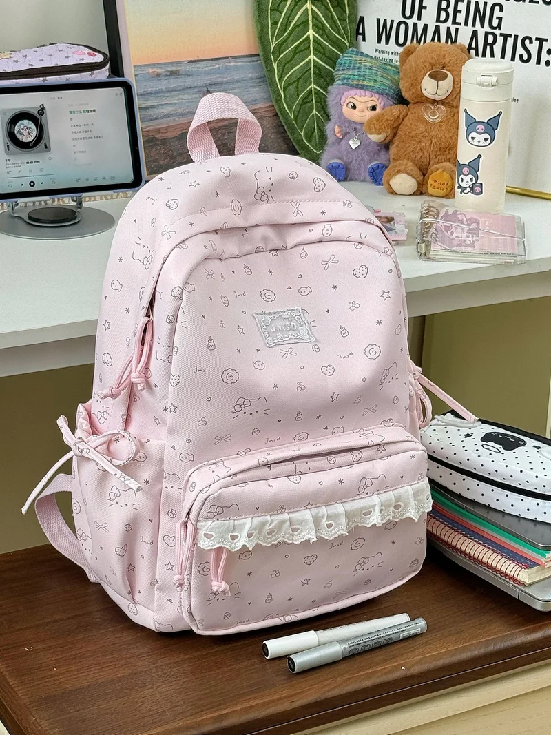 Süßer illustrierter gemusterter Rucksack Karnz 1791205714
