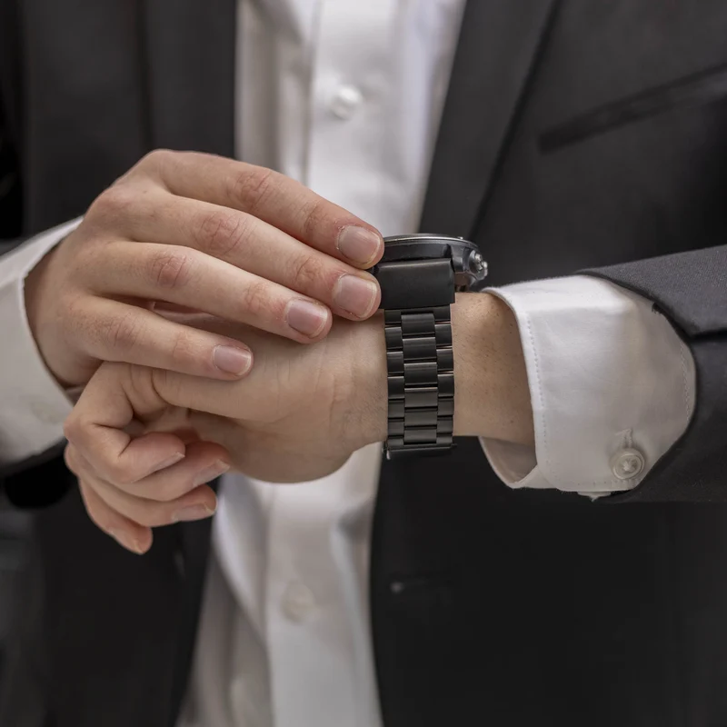 Bandz Garmin Fenix 9 - 47mm Stahlarmband 'Classic' (Schwarz)