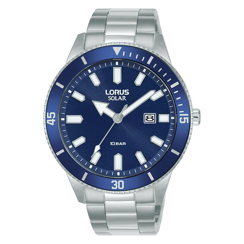 Lorus Sports RX313AX9 Herrenuhr Blau • Solarwerk • Mineralglas