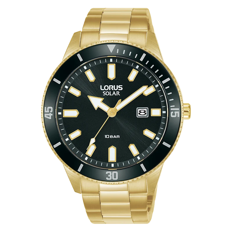 Lorus Sports RX308AX9 Herrenuhr Schwarz • Solarwerk • Mineralglas