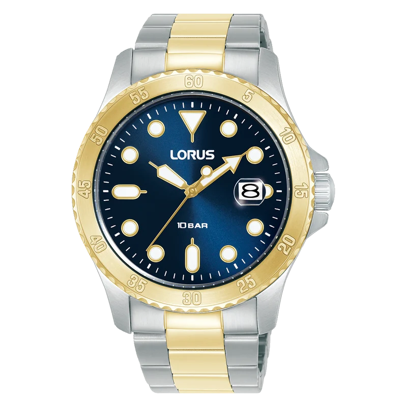 Lorus Sports RS970DX9 Herrenuhr Dunkelblau • Mineralglas • Edelstahlarmband