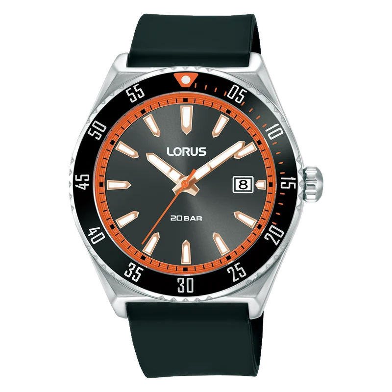 Lorus Sport RS959DX9 Herren Armbanduhr • Mineralglas • Schwarzes Silikonband