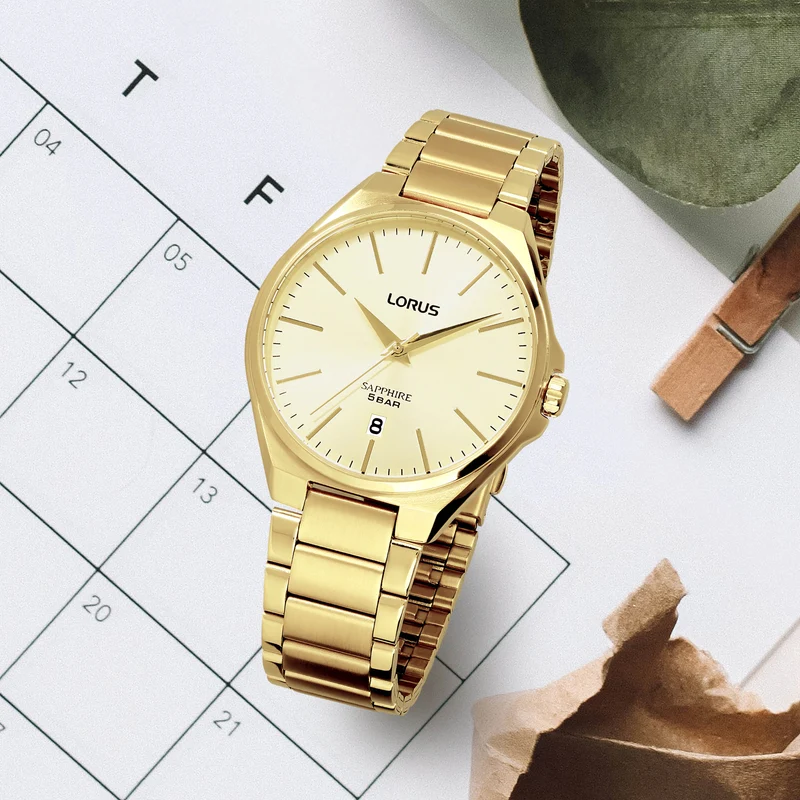 Lorus Dress RS950DX9 Herren Armbanduhr Champagner • Saphirglas • Edelstahlarmband