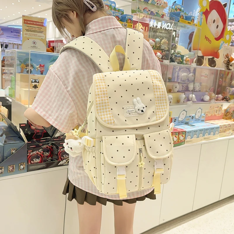 Niedlicher Illustrierter Polka Dot Rucksack Karnz