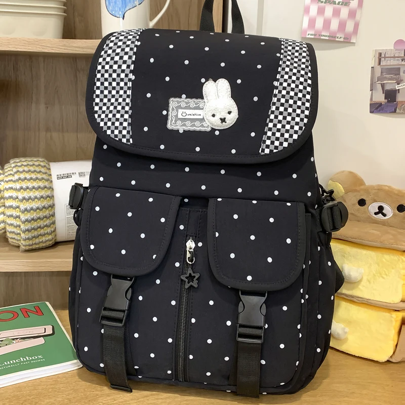 Niedlicher Illustrierter Polka Dot Rucksack Karnz
