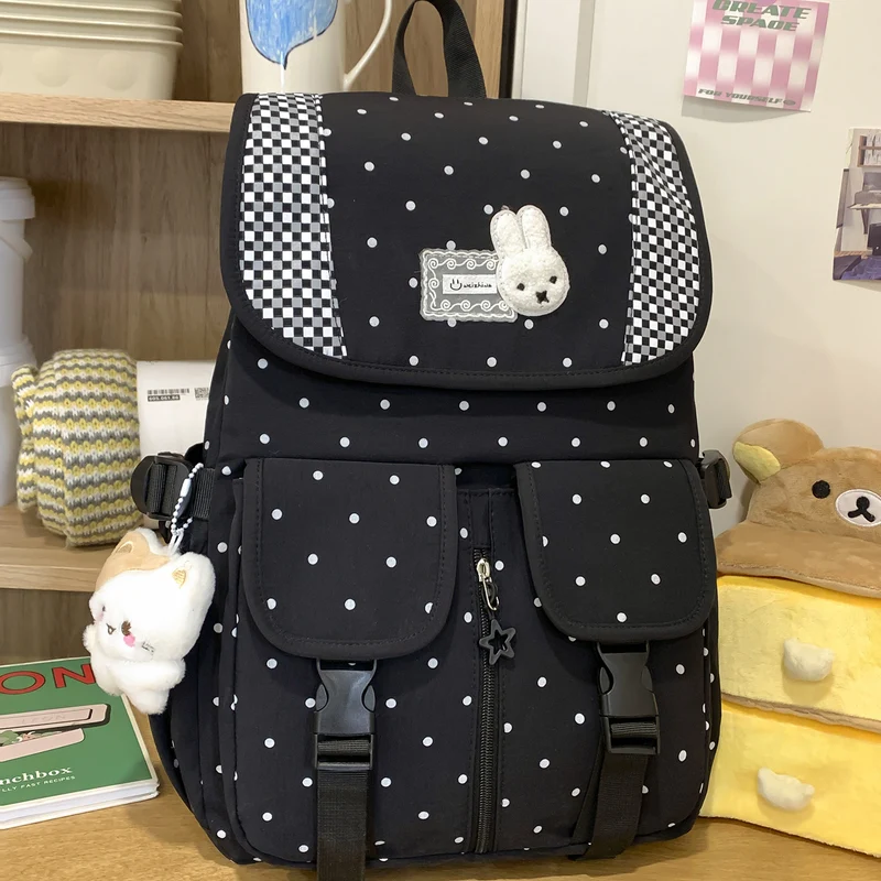 Niedlicher Illustrierter Polka Dot Rucksack Karnz