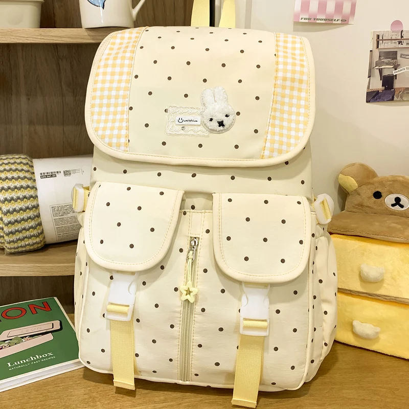 Niedlicher Illustrierter Polka Dot Rucksack Karnz