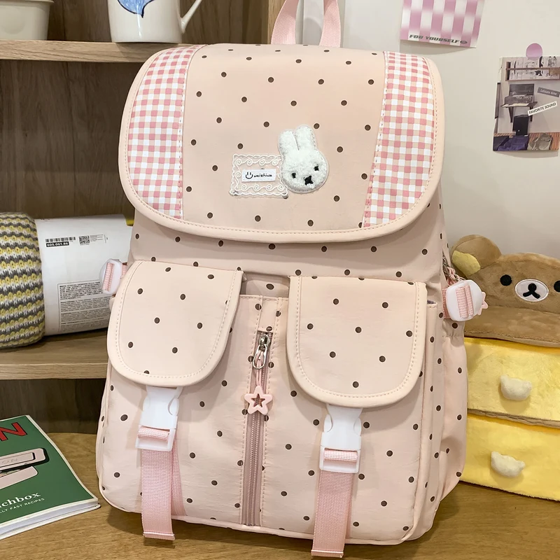 Niedlicher Illustrierter Polka Dot Rucksack Karnz