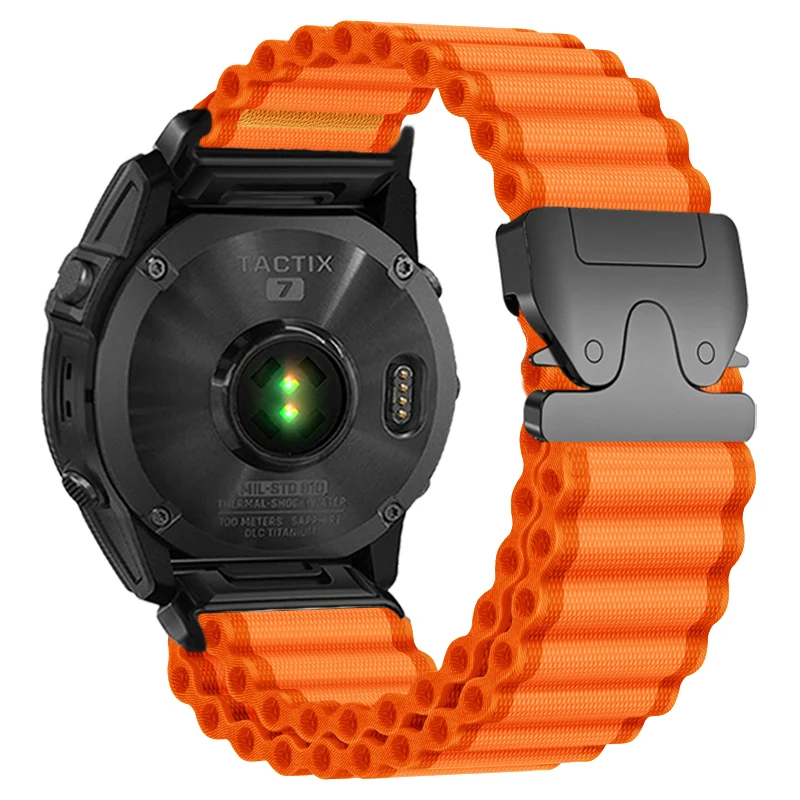 Garmin Fenix 9 - 51mm Outdoor Nylonarmband mit P-Schnalle (Orange)