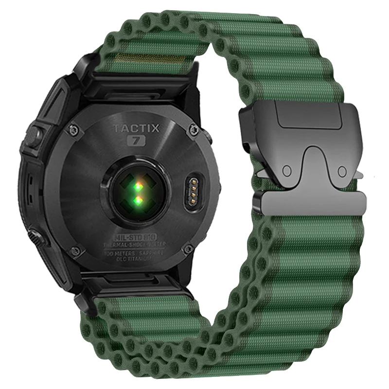 Garmin Fenix 9 - 47mm Outdoor Nylonarmband mit P-Schnalle (Grün)