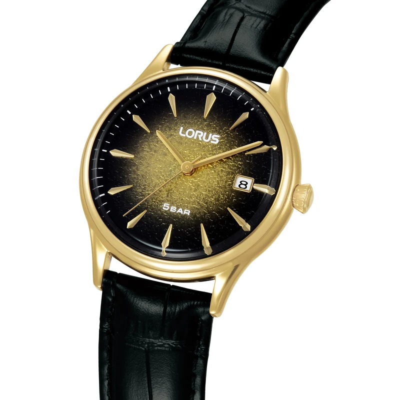 Lorus Classic RS902EX9 Herrenuhr Champagner • Mineralglas • Lederarmband