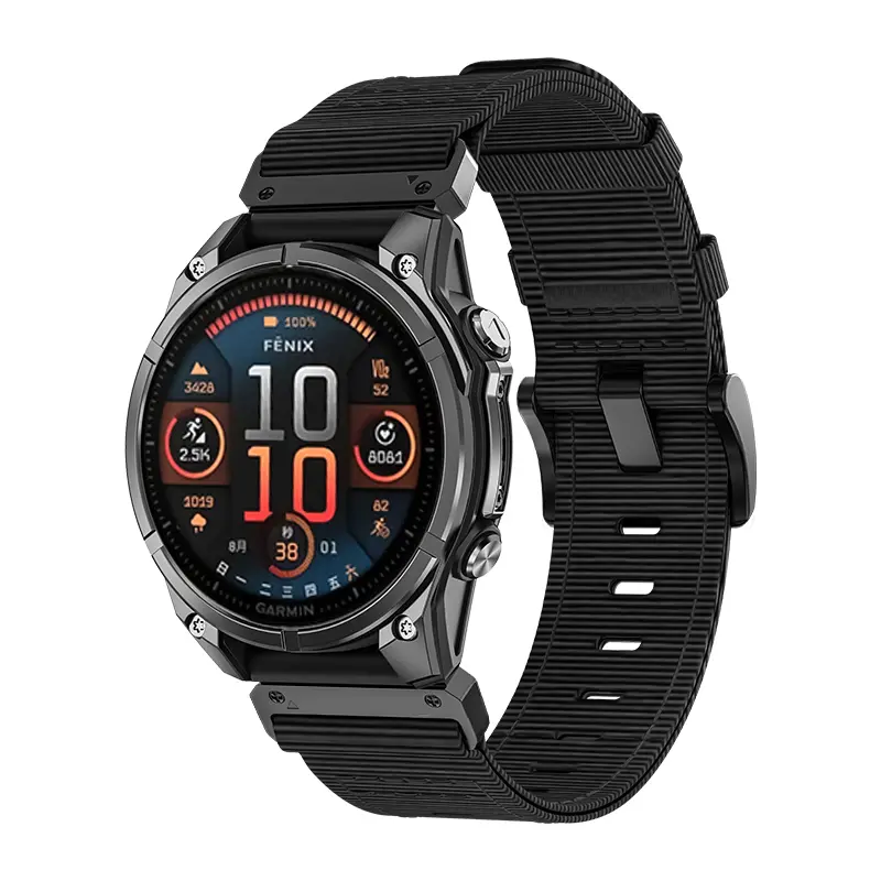 Garmin Approach S70 - 47mm Premium Nylon Schnallenarmband (Schwarz)