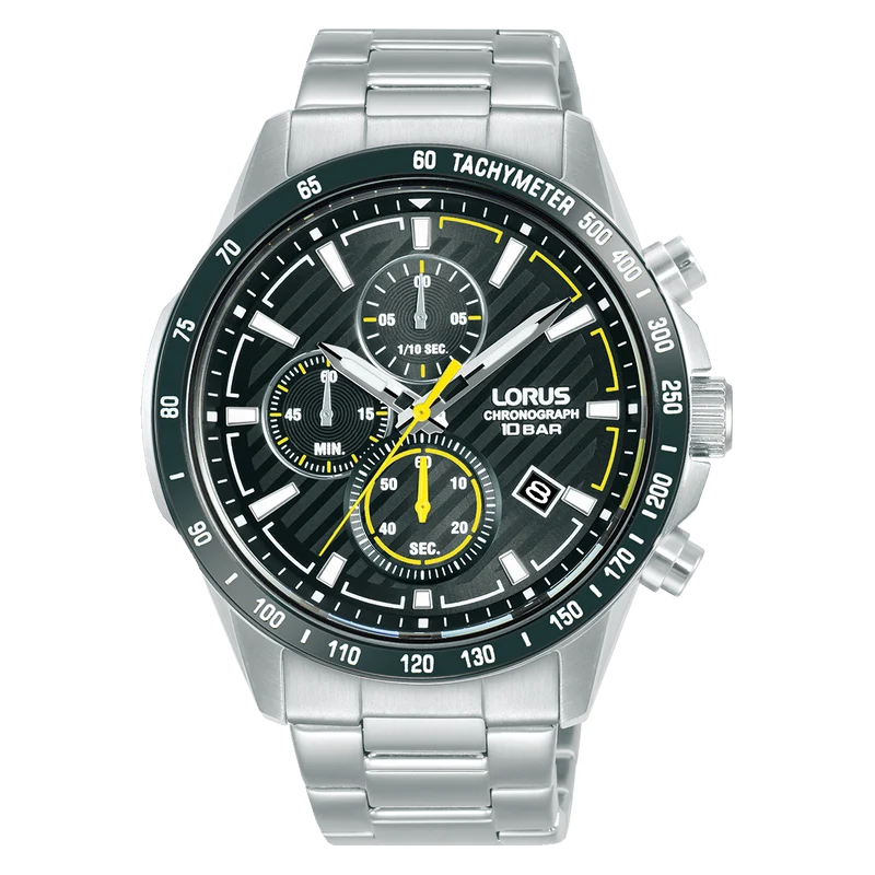 Lorus Sports RM397HX9 Herrenuhr Schwarz • Chronograph • Mineralglas