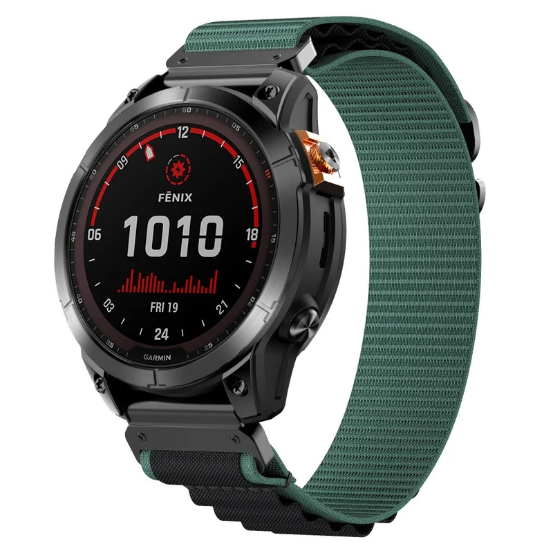 Garmin Fenix 9 - 47mm Alpine Nylon Armband (Grün/Schwarz)