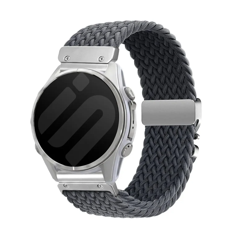 Garmin Forerunner 970 Geflochtenes Armband mit P-Schnalle (Dunkelgrau mit Silber)
