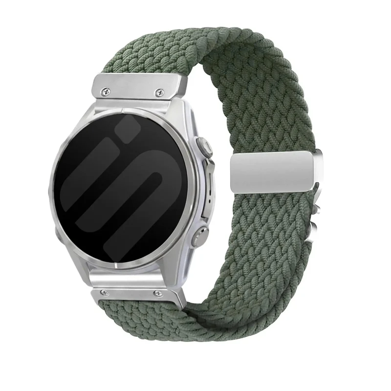Garmin Forerunner 970 Geflochtenes Armband mit P-Schnalle (Grün mit Silber)