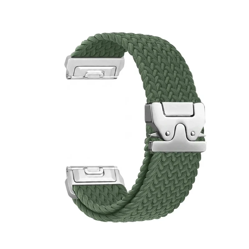 Garmin Forerunner 965 Geflochtenes Armband mit P-Schnalle (Grün mit Silber)