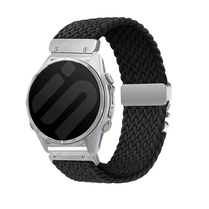 Garmin Forerunner 970 Geflochtenes Armband mit P-Schnalle (Schwarz mit Silber)