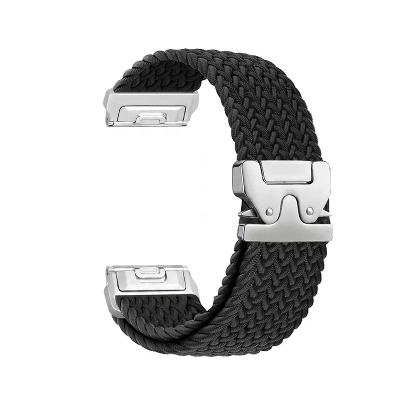 Garmin Forerunner 965 Geflochtenes Armband mit P-Schnalle (Schwarz mit Silber)