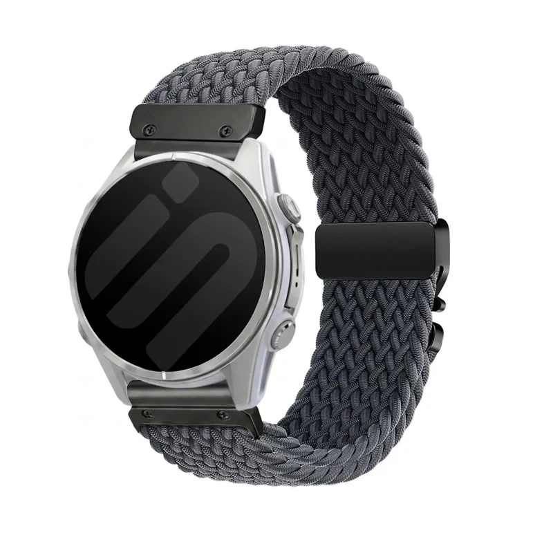 Garmin Forerunner 970 Geflochtenes Armband mit P-Schnalle (Dunkelgrau mit Schwarz)