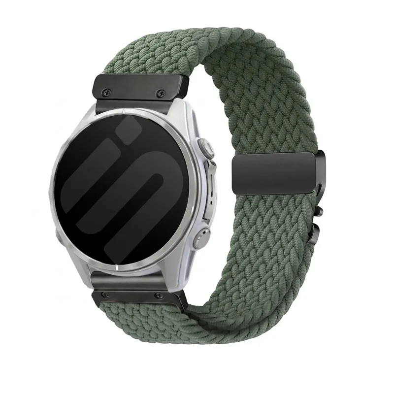 Garmin Forerunner 970 Geflochtenes Armband mit P-Schnalle (Grün mit Schwarz)
