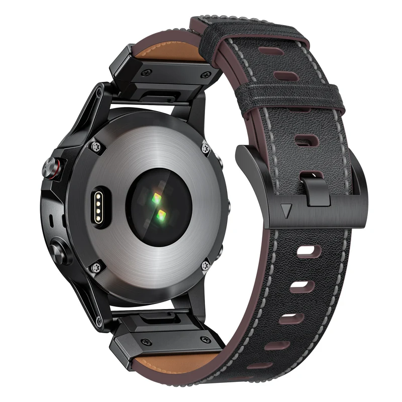 Garmin Fenix 9 - 47mm Echtes Lederarmband (Schwarz)