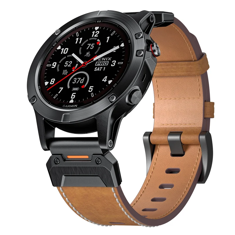 Garmin Fenix 9 Pro - 47mm Echtes Lederarmband (Braun)