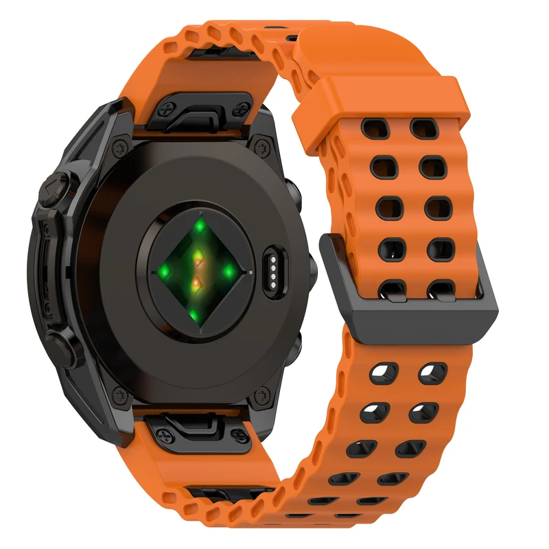 Garmin Fenix 9 - 47mm Wave Sportarmband (Orange/Schwarz)