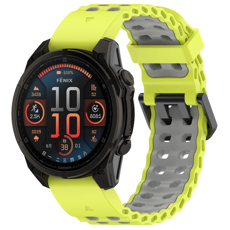 Garmin Fenix 9 Pro - 47mm Wave Sportarmband (Limette/Dunkelgrau)