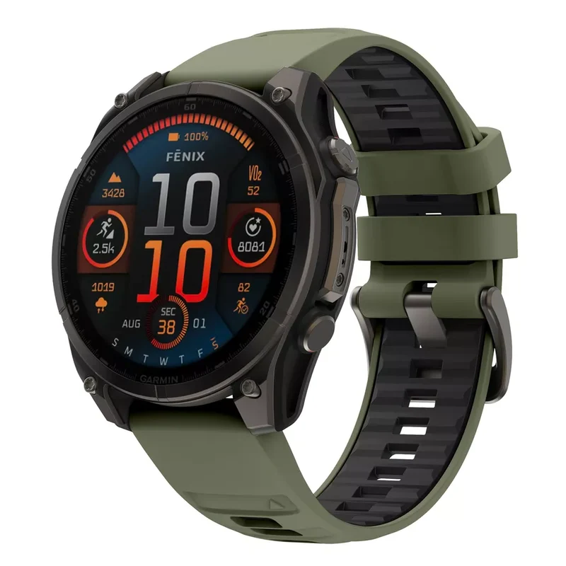 Garmin Fenix 9 Pro - 51mm Schnallen-Sportarmband (Olivgrün/Schwarz)