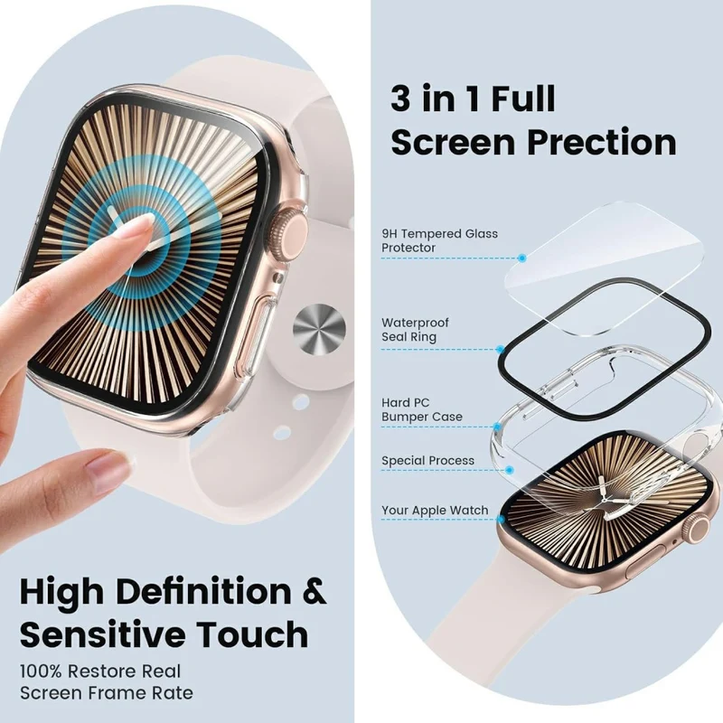 Unglaublich Gut Apple Watch Series 10 46mm Hülle mit Displayschutz in Glas und Silikon