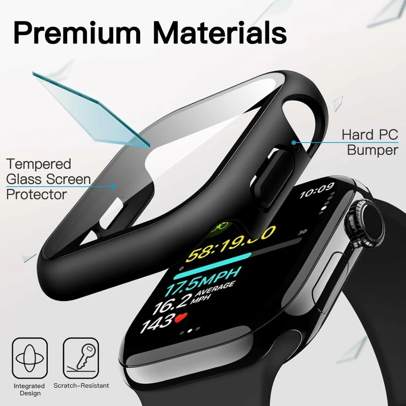 Supersauber Apple Watch Series 10 42mm Hülle mit Displayschutz in Glas und Silikon
