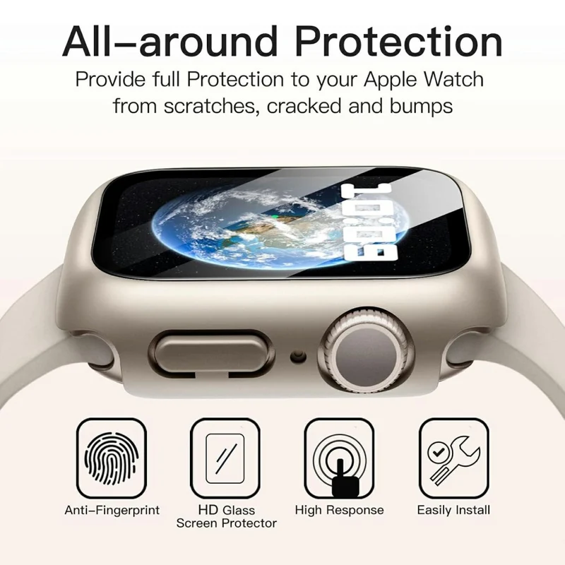 Supersauber Apple Watch Series 10 42mm Hülle mit Displayschutz in Glas und Silikon
