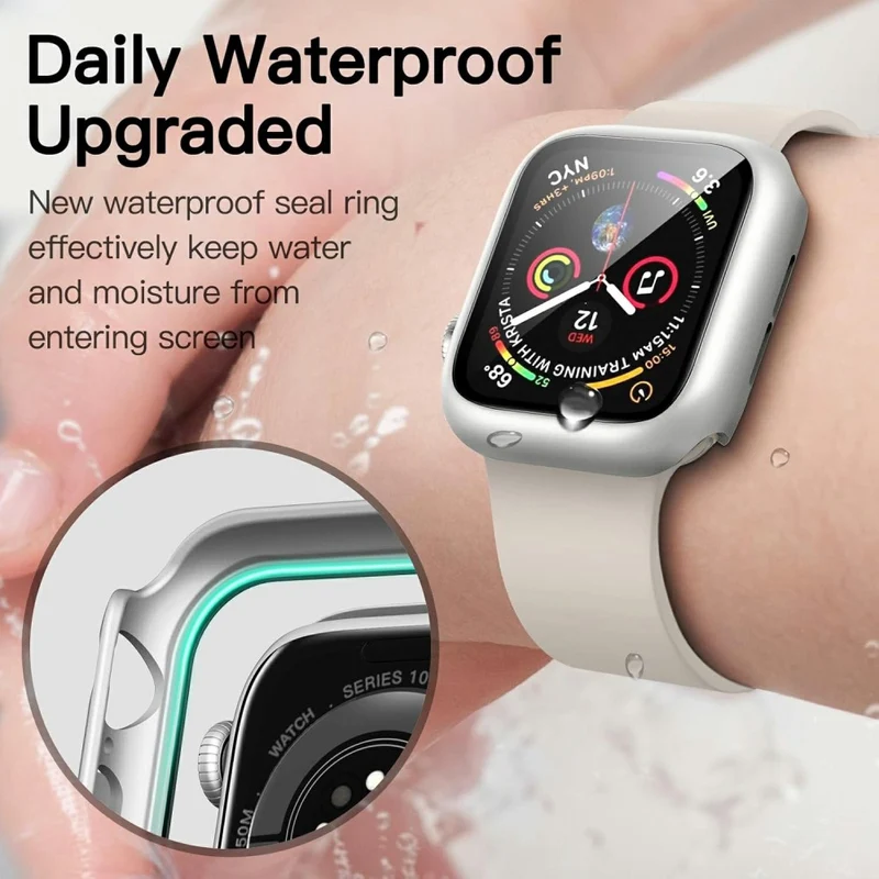 Supersauber Apple Watch Series 10 42mm Hülle mit Displayschutz in Glas und Silikon