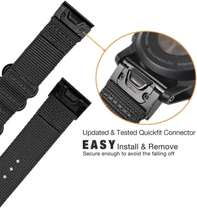 Garmin Fenix 9 Pro - 51mm Schnallen-Nylonarmband (Schwarz)