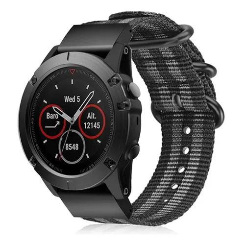 Garmin Fenix 9 Pro - 51mm Schnallen-Nylonarmband (Schwarz/Grau)