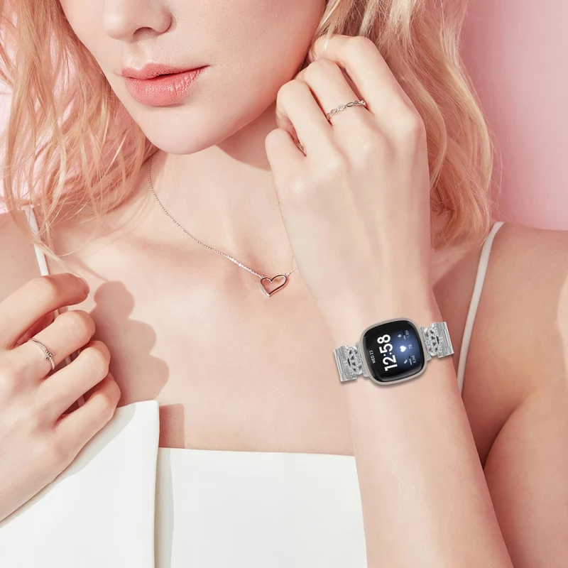 Sehr Gepflegt Fitbit Versa 3 / Fitbit Sense Metall Und Strass Armband