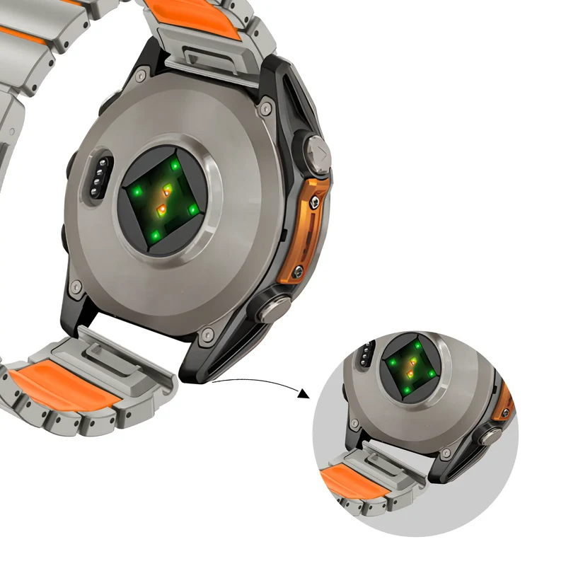 Bandz Garmin Enduro 1/2/3 Titanarmband 'Hybrid' (Titan/Orange)