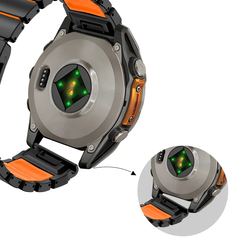 Bandz Garmin Tactix 7 Titanarmband 'Hybrid' (Schwarz/Orange)
