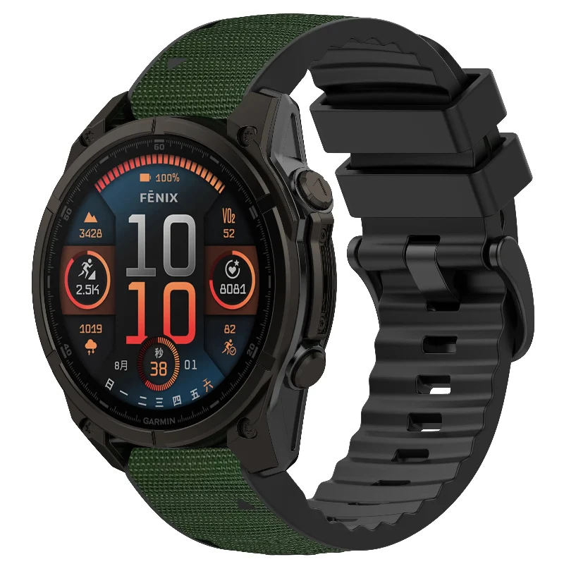 Garmin Tactix 7 Hybrid Nylon Armband (Armeegrün)