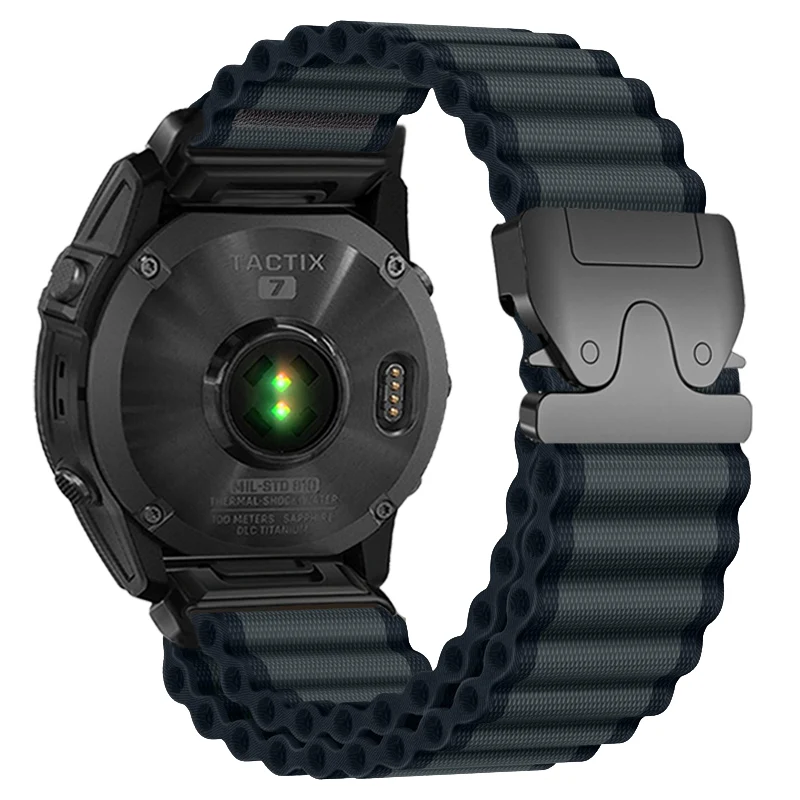 Garmin Fenix 9 - 47mm Outdoor Nylonarmband mit P-Schnalle (Schwarz)