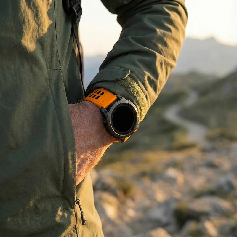 Bandz Garmin Fenix 9 - 47mm Dual Sport Schnallenarmband (Orange/Schwarz)