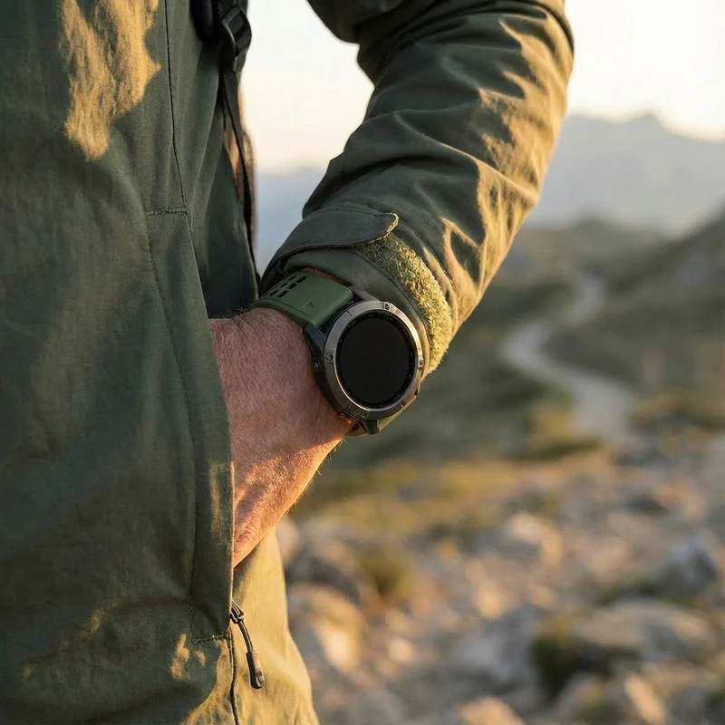 Bandz Garmin Fenix 9 - 47mm Dual Sport Schnallenarmband (Olivgrün/Schwarz)
