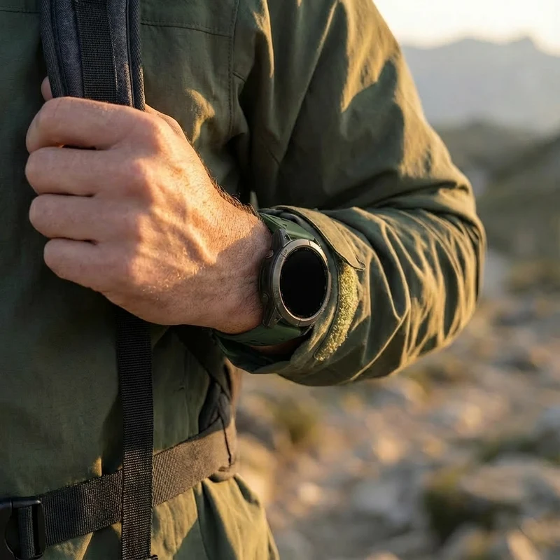 Bandz Garmin Fenix 9 - 47mm Dual Sport Schnallenarmband (Olivgrün/Schwarz)